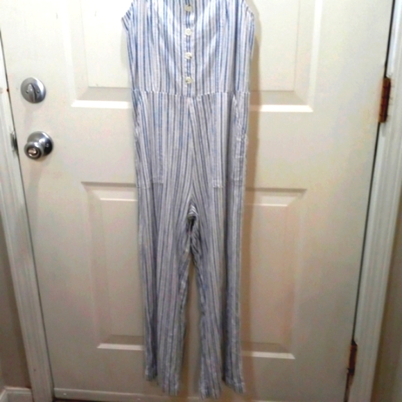 Old Navy, Jumpsuit Blue/WhiteSz Small,adj straps, Linen Rayon, sz S LAST CHANCE - Picture 4 of 11